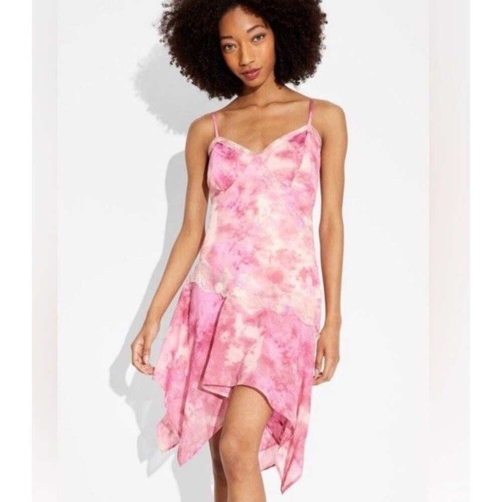 Wild Fable Midi Slip Dress Women’s Medium Pink Tie Dye Asymmetrical